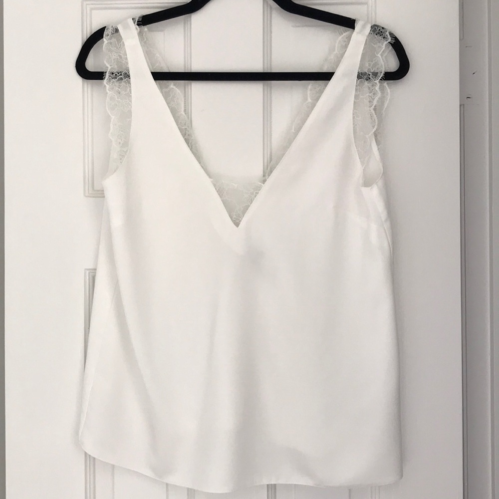 White lace trimmed shirt